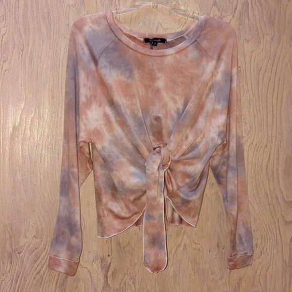 NWT Yana K Baker Camel/Grey Fleece Tie Dye Sweater Oversized sz Small - Picture 4 of 5